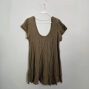 Free People We The Free Brown Linen Blend Top